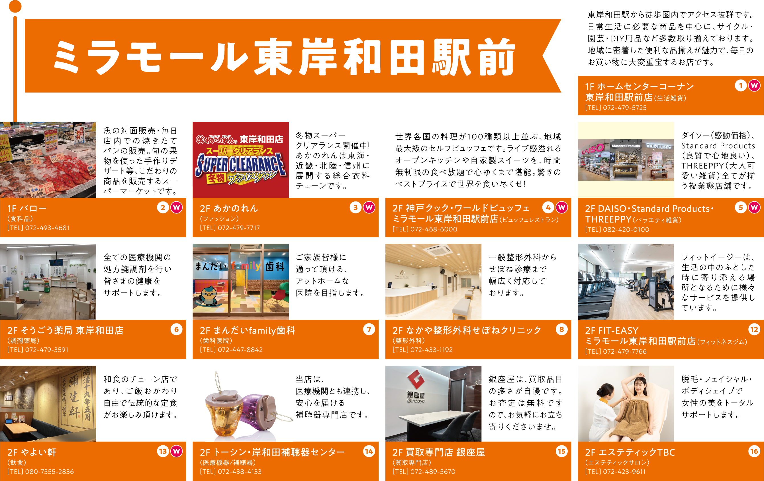 ミラモール東岸和田駅前ショップリスト